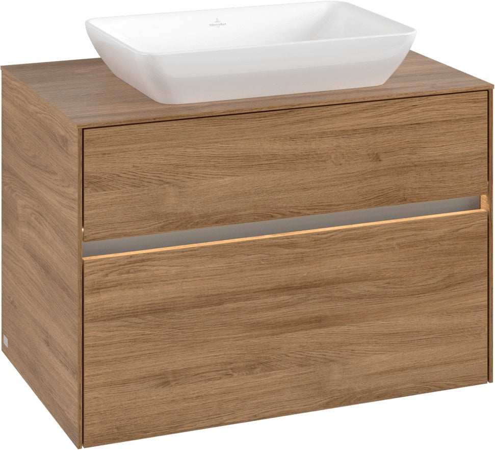 Villeroy & Boch Waschtischunterschrank Collaro C108 B0 800 mm Kansas Oak mit LED-Beleuchtung und SoftClosing