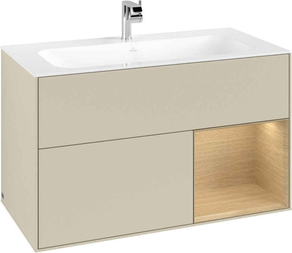 Villeroy & Boch Finion Waschtischunterschrank 996 mm Glossy White Lacquer mit LED-Beleuchtung