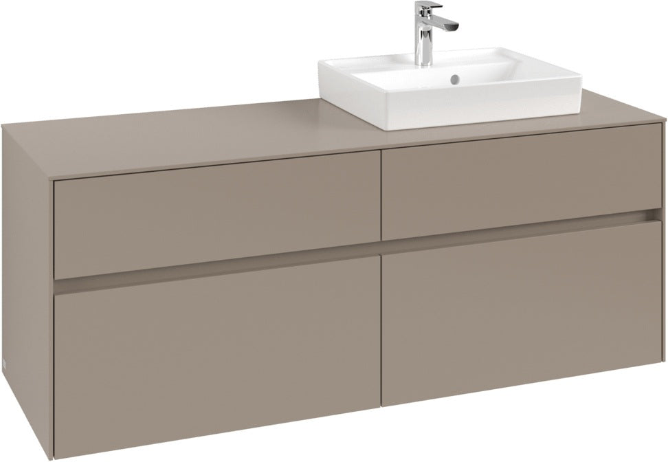 Villeroy & Boch Collaro Waschtischunterschrank 1400 mm mit LED-Beleuchtung und 4 Auszügen in Soft Grey