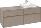 Villeroy & Boch Collaro Waschtischunterschrank 1400 mm mit LED-Beleuchtung und 4 Auszügen in Soft Grey