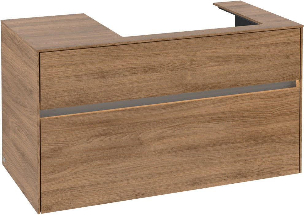 Villeroy & Boch Waschbeckenunterschrank Collaro C018 B0 1000 mm Kansas Oak mit LED-Beleuchtung und SoftClosing
