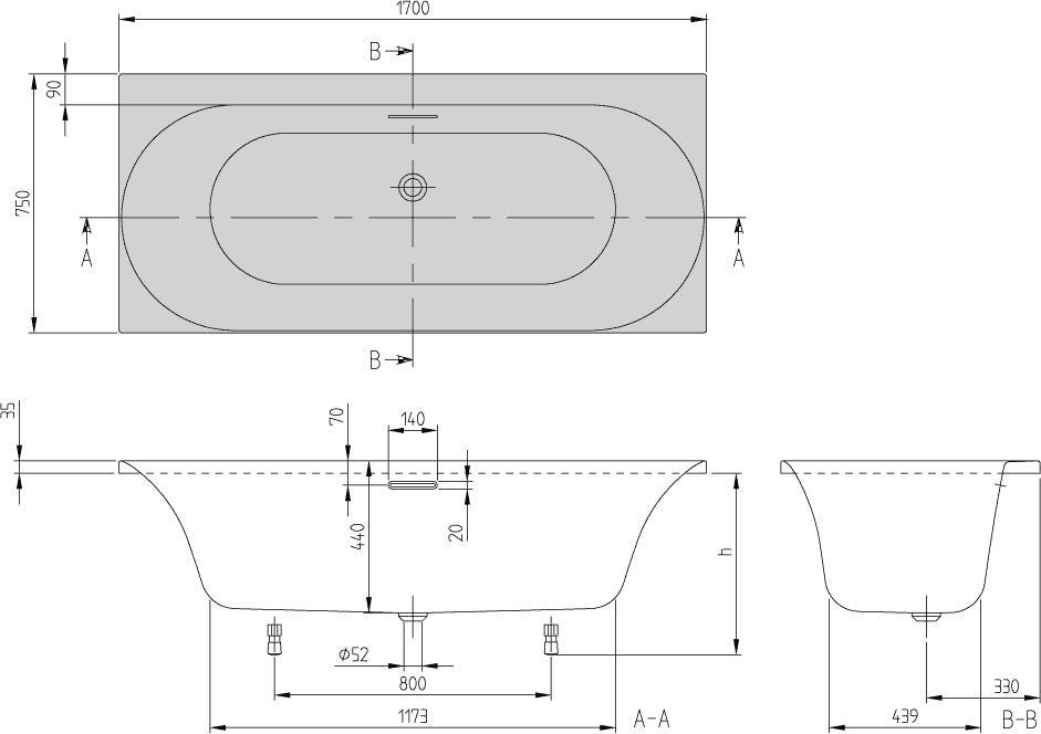 Villeroy & Boch Loop & Friends Whirlpool UAE170LOF2B1V 1700x750 mm Weiß Alpin – Airpool Entry für 2 Personen