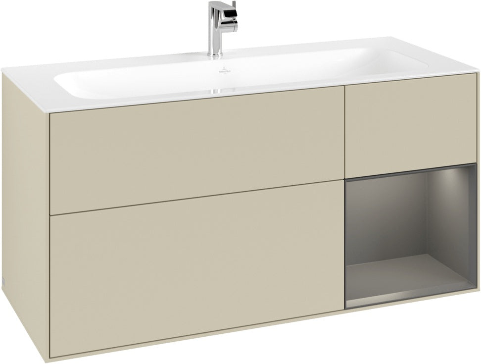 Villeroy & Boch Finion Waschbeckenunterschrank Glossy White Lacquer 1196 mm mit LED-Beleuchtung