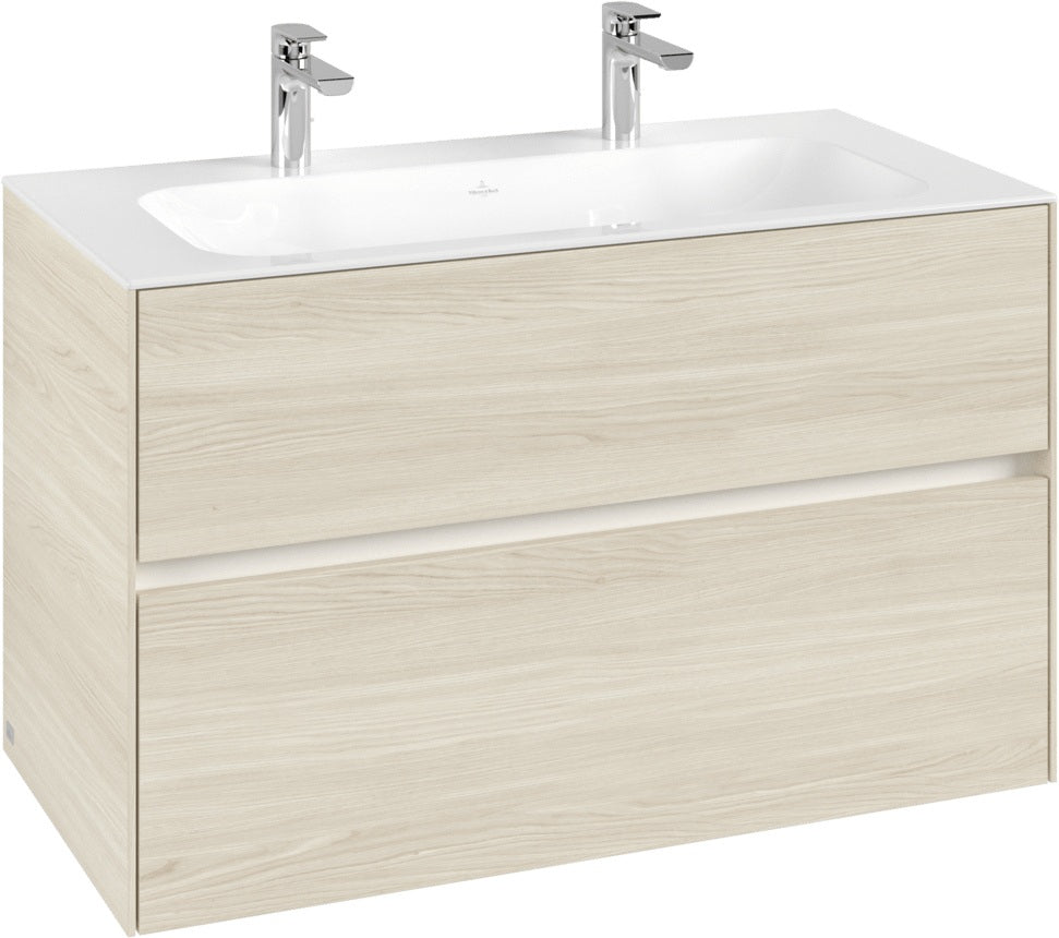Villeroy & Boch Waschbeckenunterschrank Collaro C13900 in White Oak – 996 mm, 2 Auszüge, SoftClosing