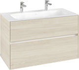 Villeroy & Boch Waschbeckenunterschrank Collaro C13900 in White Oak – 996 mm, 2 Auszüge, SoftClosing