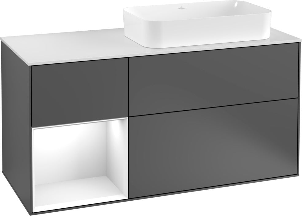 Villeroy & Boch Finion Waschbeckenunterschrank 1200 mm Glossy White Lacquer mit LED-Beleuchtung