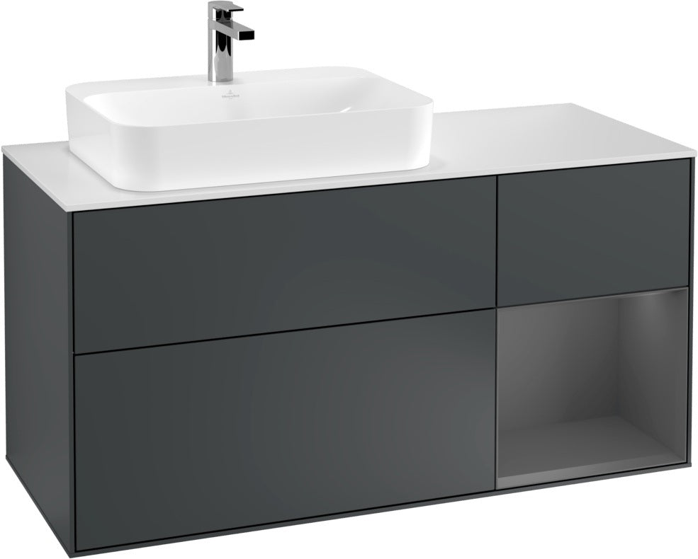 Villeroy & Boch Waschtischunterschrank Finion F401G 1200 mm Glossy White Lacquer mit Beleuchtung