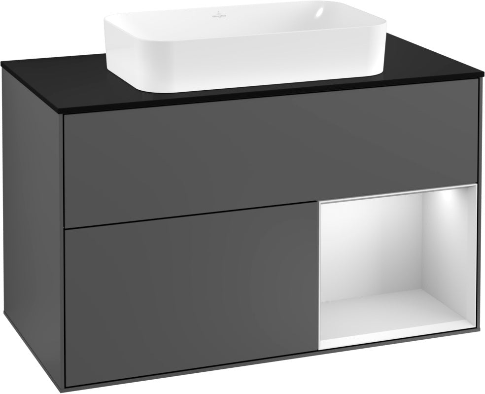 Villeroy & Boch Waschtischunterschrank Finion F252G 1000 mm Glossy White Lacquer mit LED-Beleuchtung