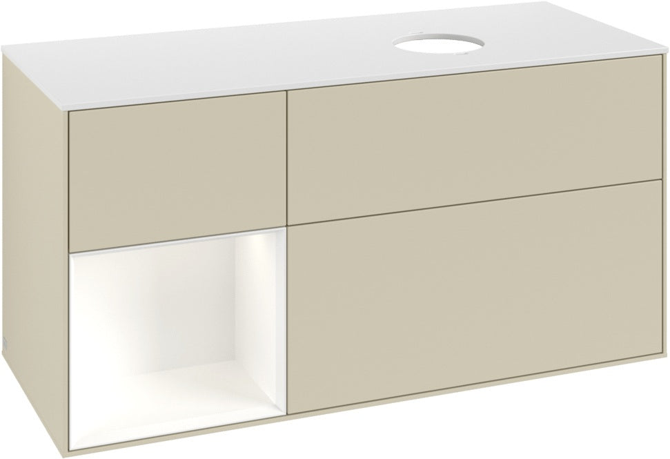 Villeroy & Boch Finion Waschtischunterschrank 1200 mm Glossy White Lacquer mit Beleuchtung