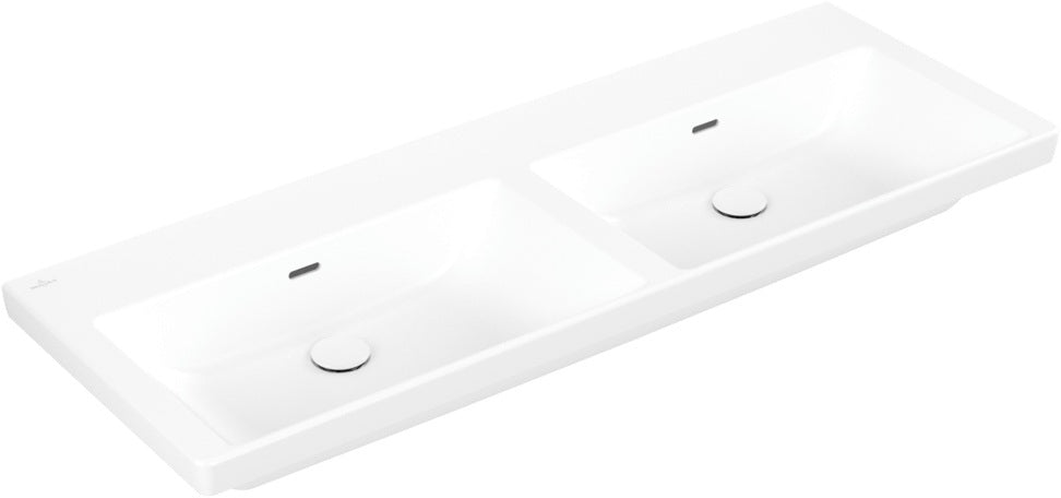 Villeroy & Boch Subway 3.0 Schrank-Doppelwaschtisch 1300 mm Weiß Alpin, TitanCeram, mit Überlauf, ohne Hahnloch