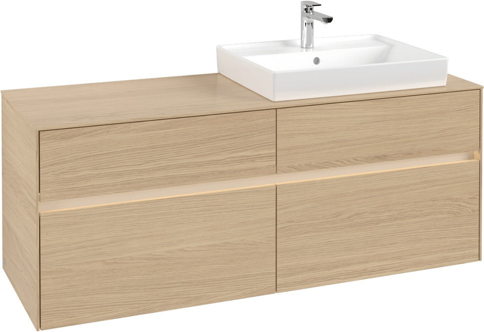 Villeroy & Boch Waschtischunterschrank Collaro C086 B0 1400 mm Nordic Oak mit Beleuchtung und SoftClosing