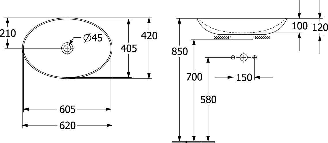 Villeroy & Boch Loop & Friends Aufsatzwaschbecken 560x380 mm Oval Ebony CeramicPlus