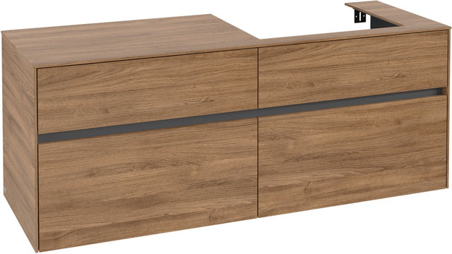 Villeroy & Boch Waschbeckenunterschrank Collaro C086 1400 mm Kansas Oak mit 4 Auszügen und SoftClosing