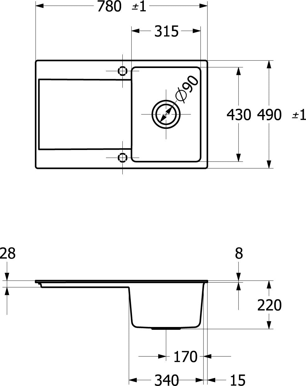 Villeroy & Boch Siluet 45 flat Einbauspüle 780x490mm Weiß Alpin CeramicPlus