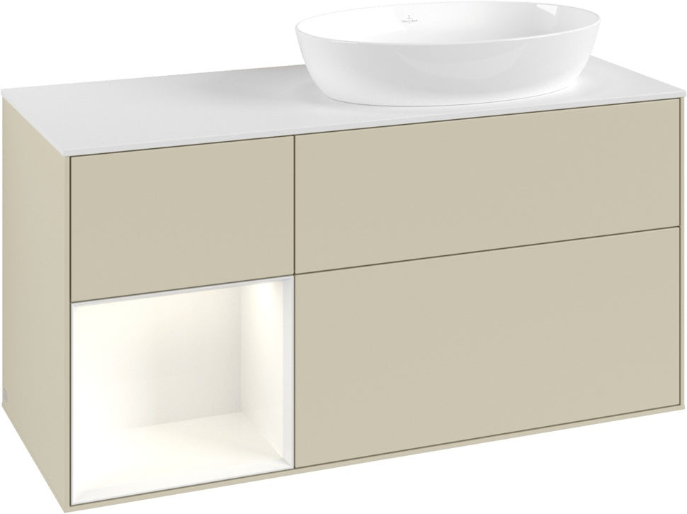 Villeroy & Boch Finion Waschtischunterschrank 1200 mm Glossy White Lacquer mit Beleuchtung