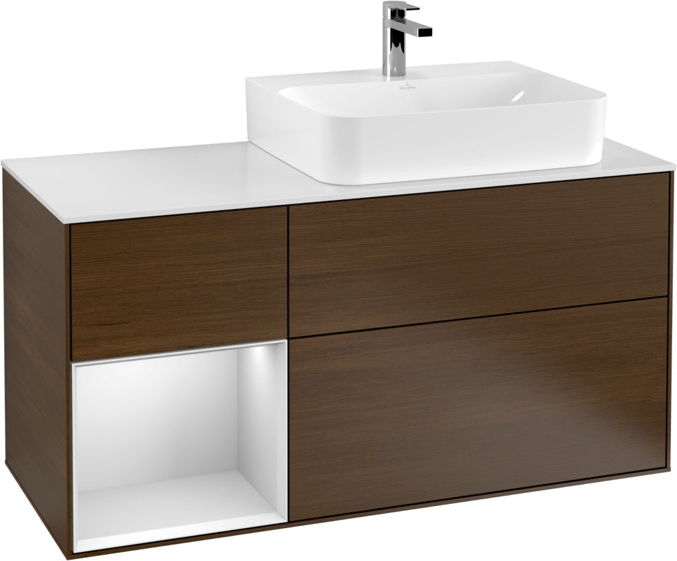 Villeroy & Boch Waschtischunterschrank Finion G141G 1200 mm Glossy White mit LED-Beleuchtung
