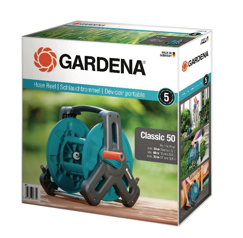 GARDENA Schlauchtrommel Classic 50 – 354 mm Breite, 50 m Kapazität, inkl. Handkurbel