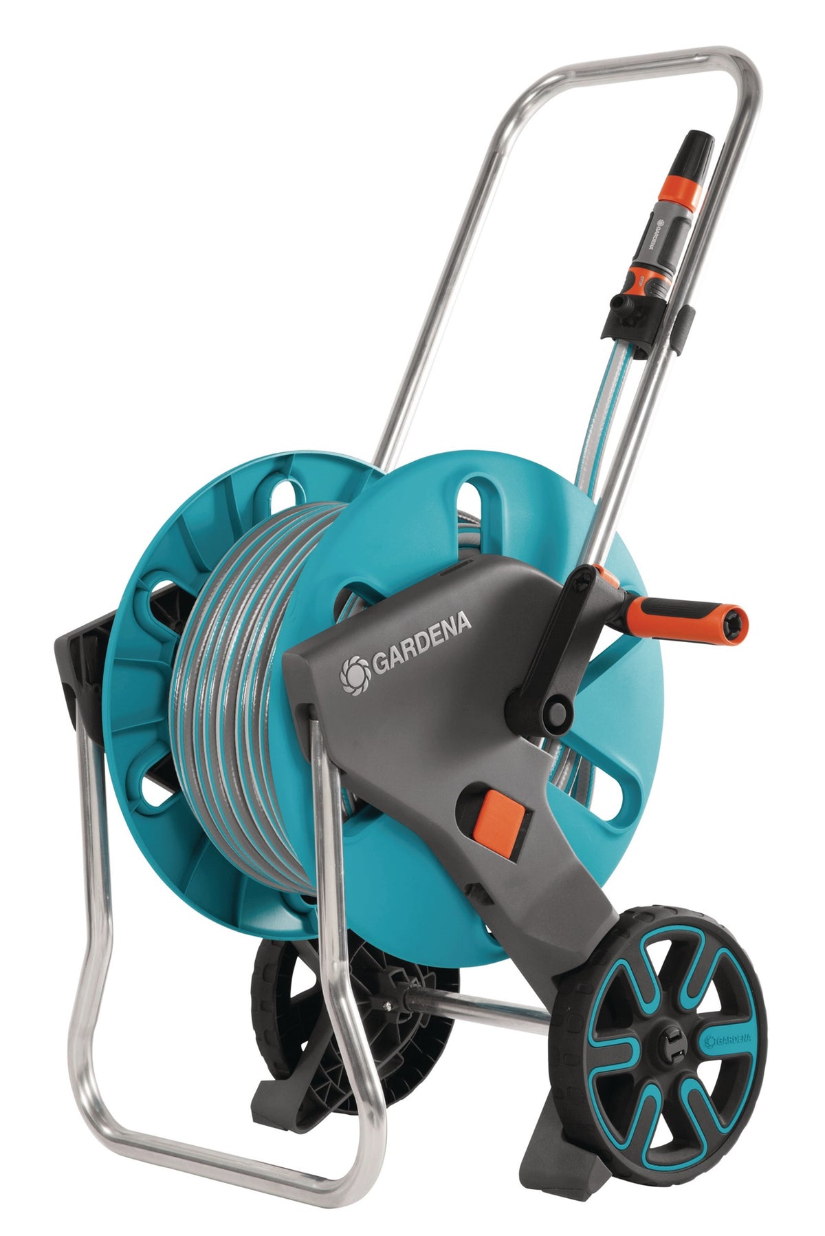 GARDENA CleverRoll M Schlauchwagen-Set 20 m – Komplett-Set mit Kick&Stand