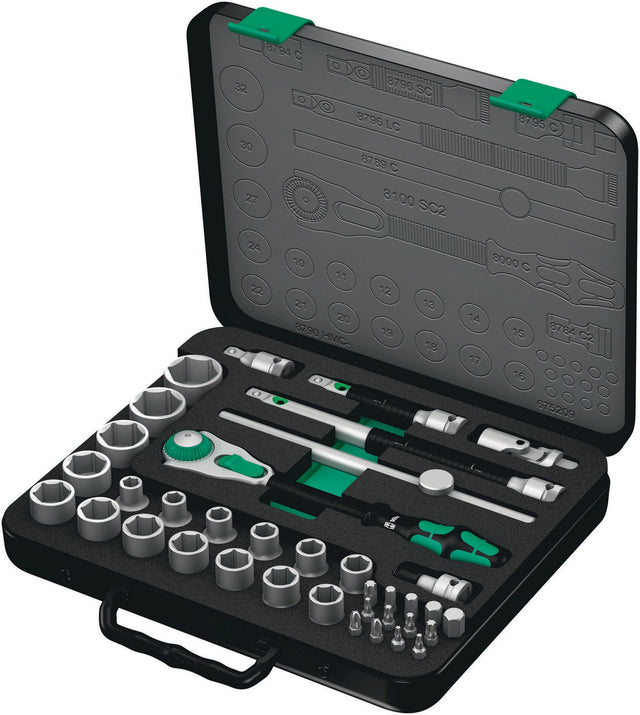 WERA Steckschlüsselsatz Zyklop Speed 37-teilig 1/2 Zoll SW 10-32 mm 6-Kant