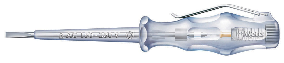 WERA Phasenprüfer 247, 150-250 V AC, einpolig, Schneidenbreite 3 mm, Kraftform-Griff