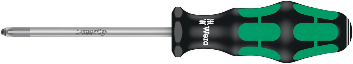 WERA Schraubendreher 355 PZ PZD 0 mit 2K-Kraftform-Griff und Rundklinge, 60 mm