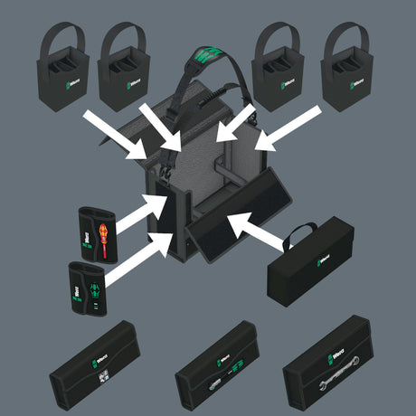 Wera 2go 2 XL Werkzeugbox 455x330x170 mm mit Klettsystem und Köcher