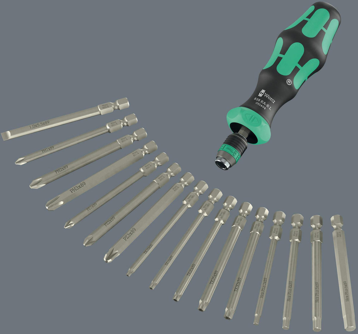 WERA Schraubendrehersatz Kraftform Kompakt 60 RA-R 1, 17-teilig, mit Wechselklingen und integrierter Ratschenmechanik