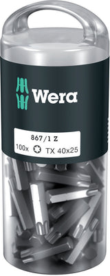 WERA Bitgroßpackung 851/1 Z PH 2, 100 Stück, 1/4 Zoll, 25 mm, DIN ISO 1173
