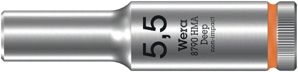 WERA Steckschlüsseleinsatz 8790 HMA Deep 1/4 Zoll SW 5,5 mm, Länge 50 mm, Außensechskant
