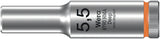 WERA Steckschlüsseleinsatz 8790 HMA Deep 1/4 Zoll SW 5,5 mm, Länge 50 mm, Außensechskant