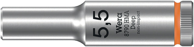 WERA Steckschlüsseleinsatz 8790 HMA Deep 1/4 Zoll SW 5,5 mm, Länge 50 mm, Außensechskant