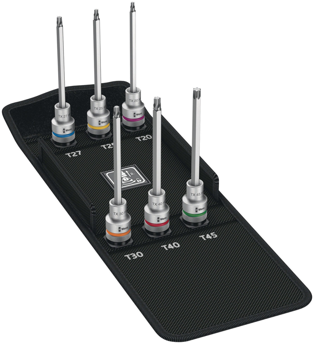 WERA Steckschlüsselsatz 8767 C TORX HF2 6-teilig 1/2 Zoll T20-T45 mit Haltefunktion