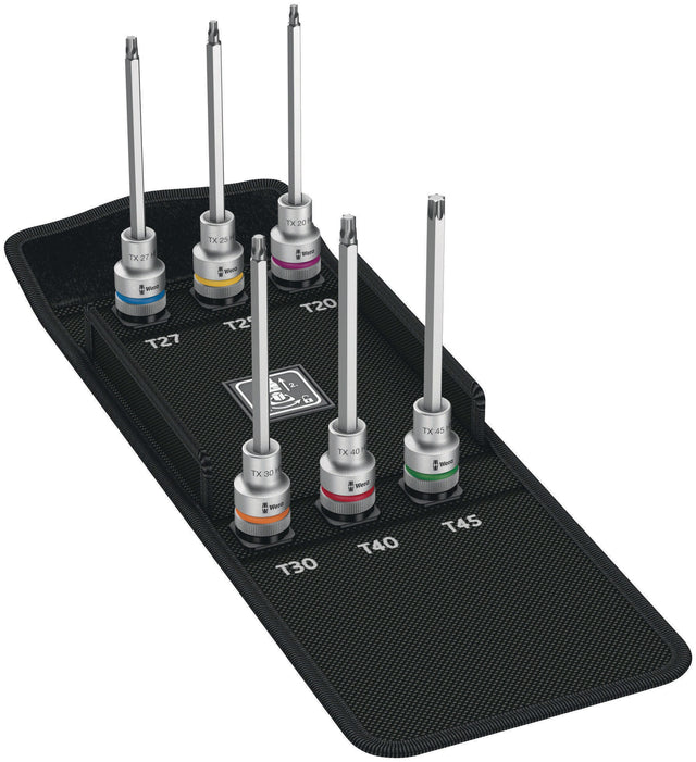 WERA Steckschlüsselsatz 8767 C TORX HF2 6-teilig 1/2 Zoll T20-T45 mit Haltefunktion