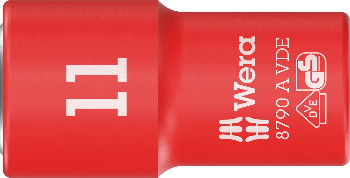 WERA Steckschlüsseleinsatz 8790 A VDE 1/4 Zoll SW 10 mm Länge 41 mm – Isolierter Steckschlüssel für sicheres Arbeiten