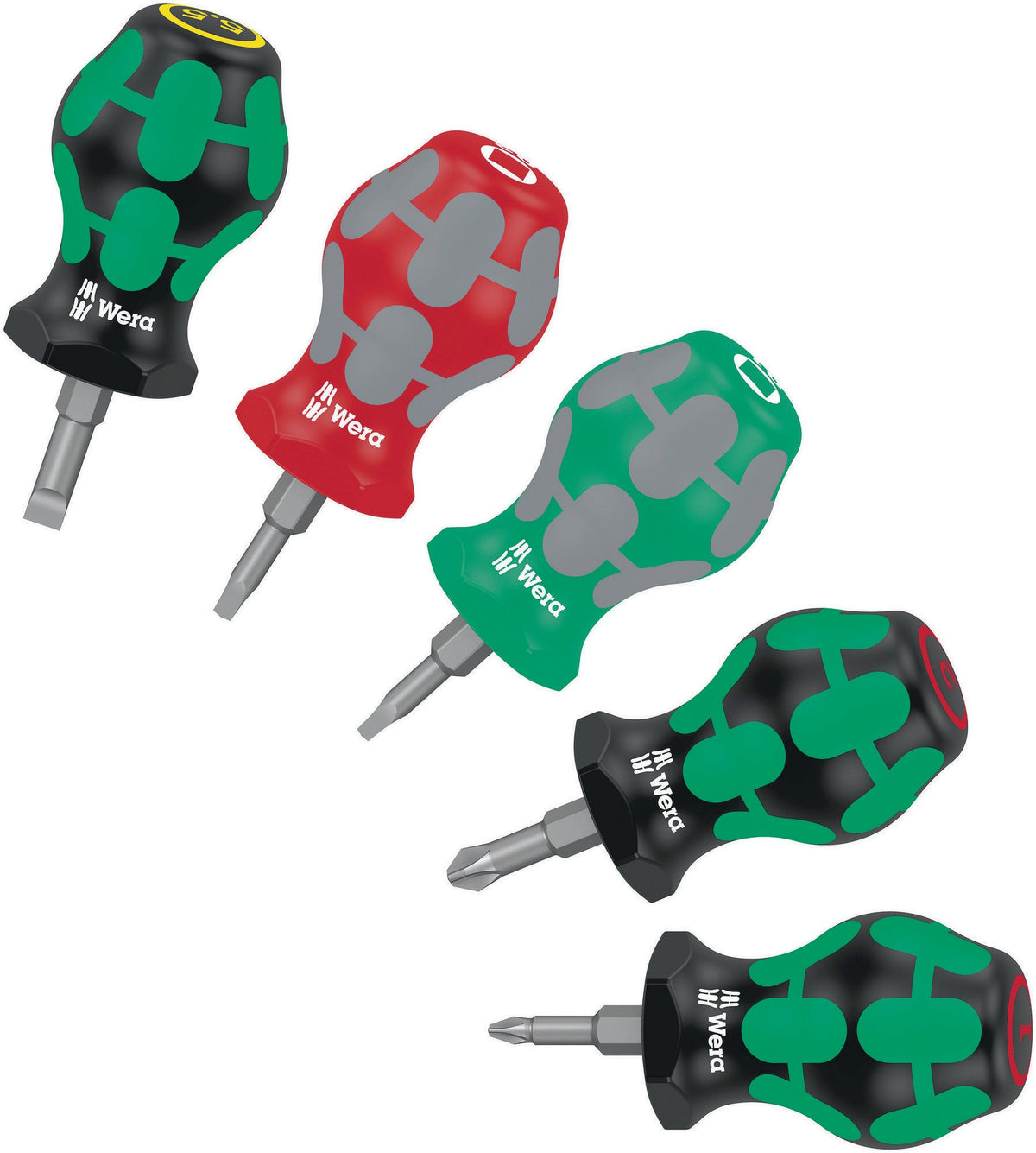WERA Schraubendrehersatz Stubby Set 3 5-teilig mit Kraftform Griff und kurzer Klinge