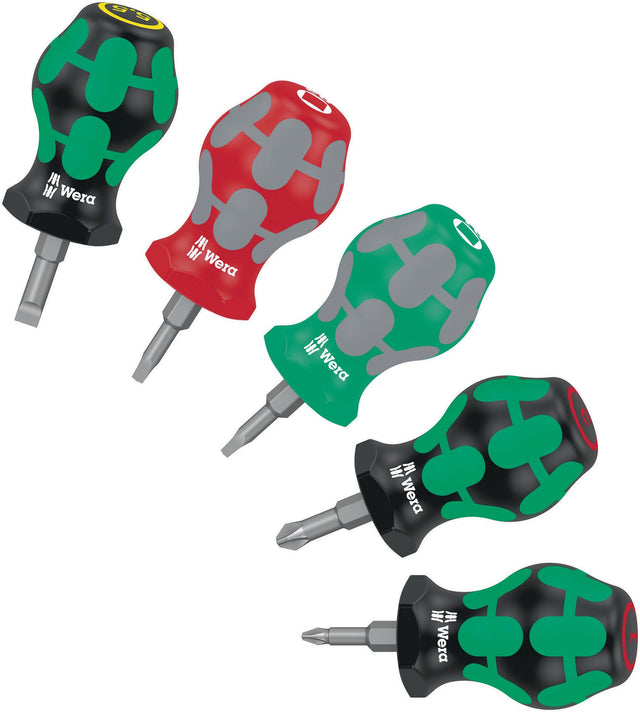 WERA Schraubendrehersatz Stubby Set 3 5-teilig mit Kraftform Griff und kurzer Klinge