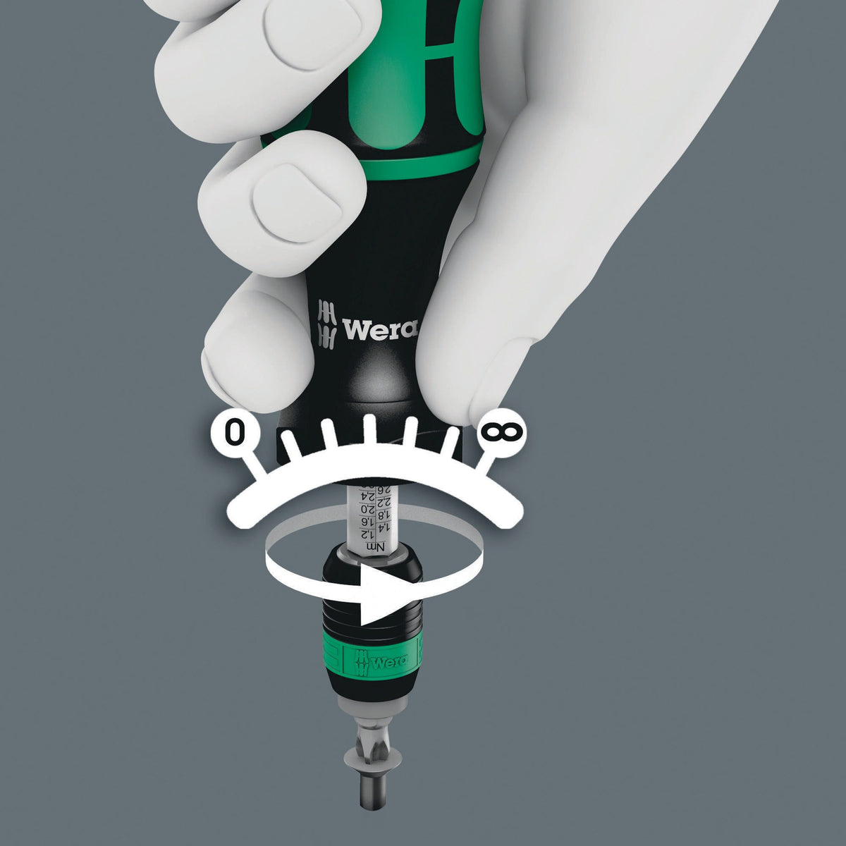 WERA Drehmomentschraubendreher 7440, 0,3-1,2 Nm, Rapidaptor-Schnellwechselfutter