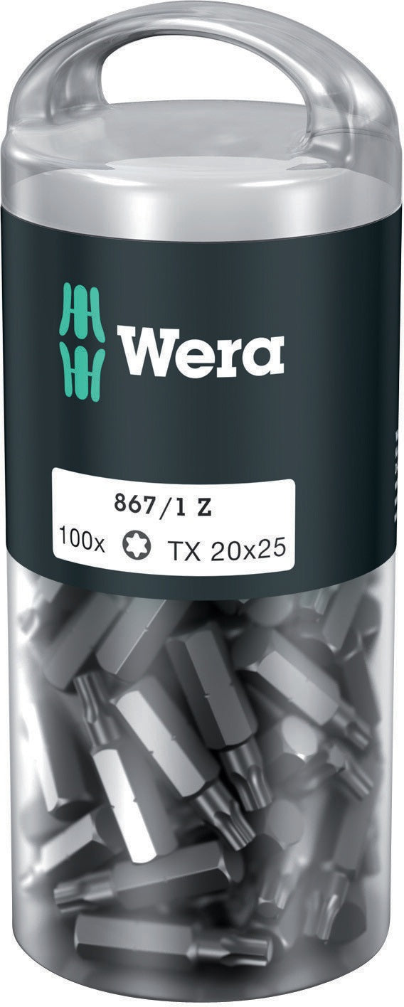 WERA Bitgroßpackung 851/1 Z PH 2, 100 Stück, 1/4 Zoll, 25 mm, DIN ISO 1173