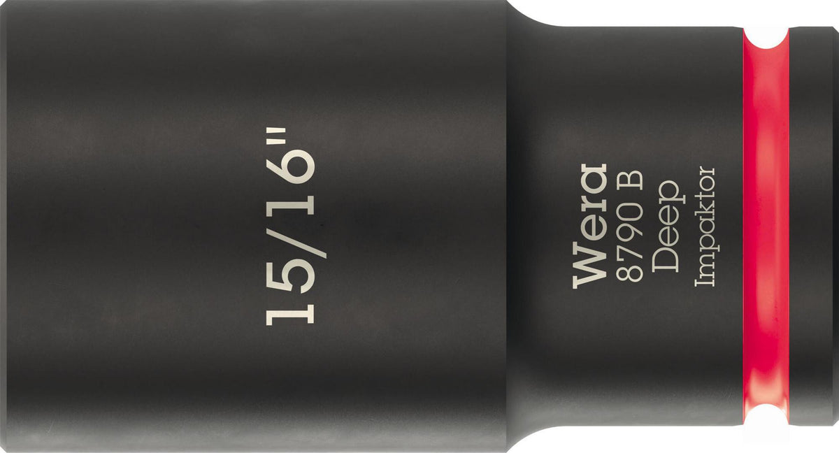 WERA Steckschlüsseleinsatz 8790 B Impaktor Deep 3/8 Zoll, 1 Zoll, 63 mm – Schlagschrauberfest