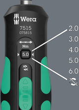 WERA Drehmomentschraubendreher 7515 1/4 Zoll 2-6 Nm mit Schnelleinstellung
