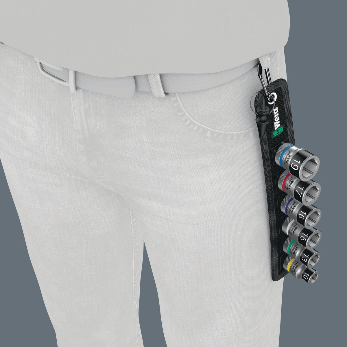 WERA Steckschlüsselsatz Belt C 1 Zyklop 7-teilig 1/2 Zoll 10-19 mm mit Textilgurt