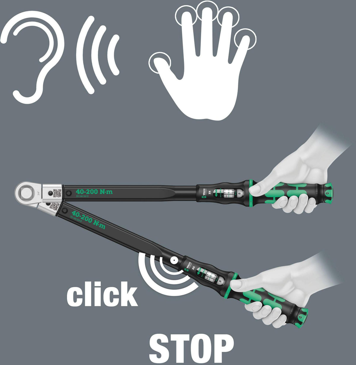WERA Drehmomentschlüssel Click-Torque X 1, 2,5-25 Nm, 9x12 mm, automatisch auslösend, ±4 % Genauigkeit