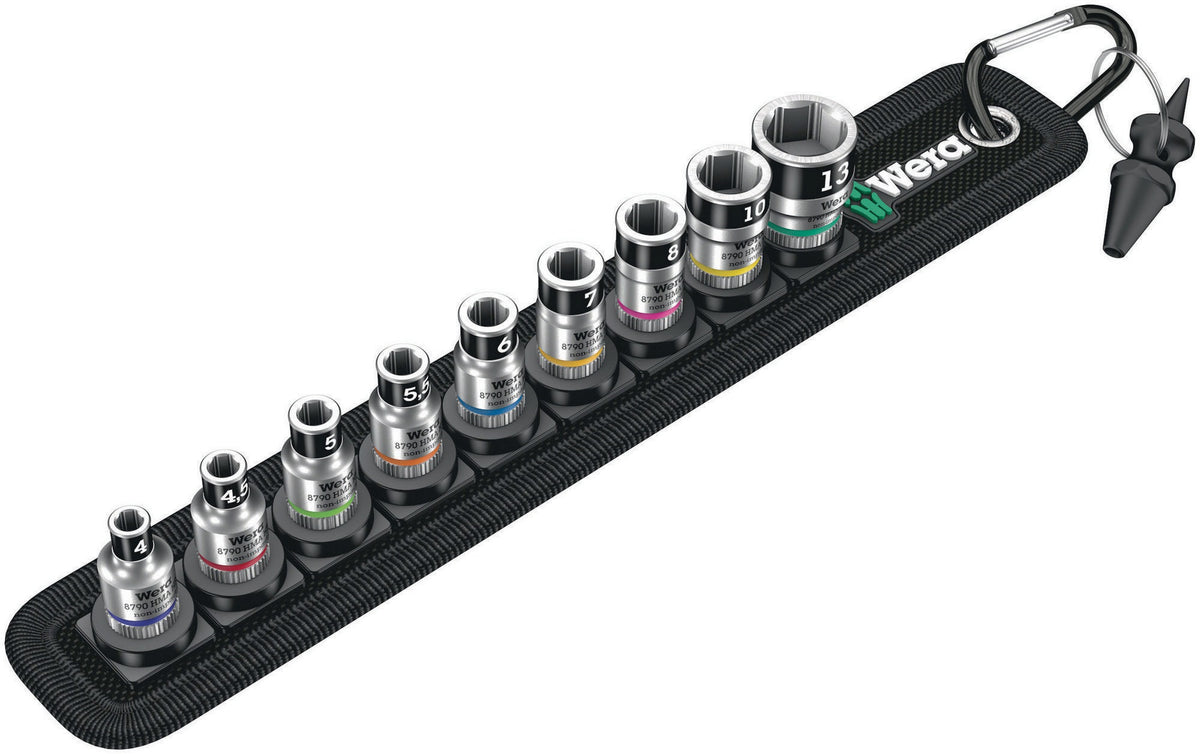 WERA Steckschlüsselsatz Belt 1 10-teilig 1/4 Zoll 4-13 mm für Außensechskant