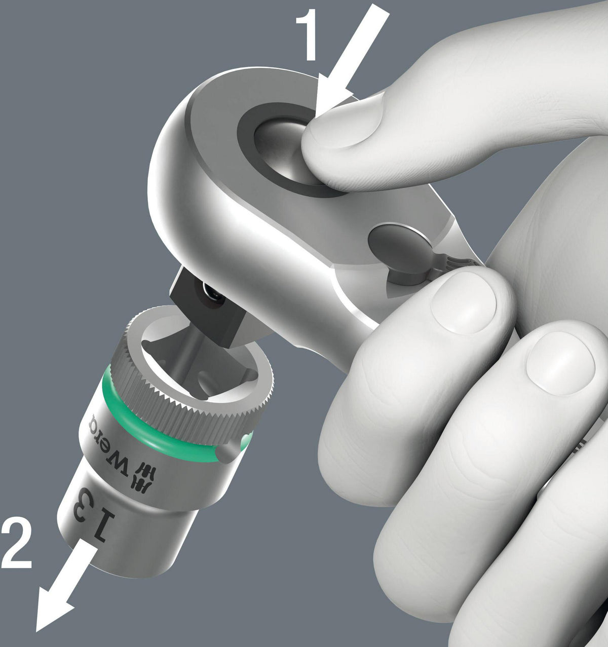 WERA Steckschlüsselsatz Zyklop Metal 28-tlg. 1/2 Zoll SW 10-19 mm mit 76 Zähnen