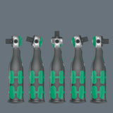 WERA Schwenk- und Umschaltknarre 8009 Zyklop Pocket Set 1 – 3/8″ + 1/4″ mit 72 Zähnen und Bit-Magazin