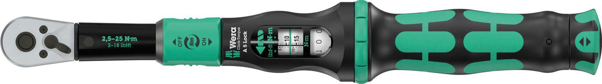 WERA Drehmomentschlüssel Click-Torque Lock A 5, 1/4 Zoll, 2,5-25 Nm, Torque Lock