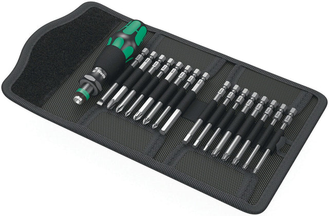 WERA Schraubendrehersatz KK 60 17-tlg. mit Handhalter, Wechselklingen und Rapidaptor-Technologie