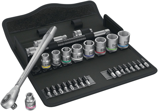 WERA Steckschlüsselsatz Zyklop Metal 29-tlg. 3/8 Zoll SW 8-19 mm mit 76-Zahn-Knarre