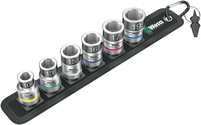 WERA Steckschlüsselsatz Belt C 1 Zyklop 7-teilig 1/2 Zoll 10-19 mm mit Textilgurt