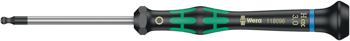 WERA Elektronikerschraubendreher 2052 Kugelkopf 1,5 mm Innensechskant ESD